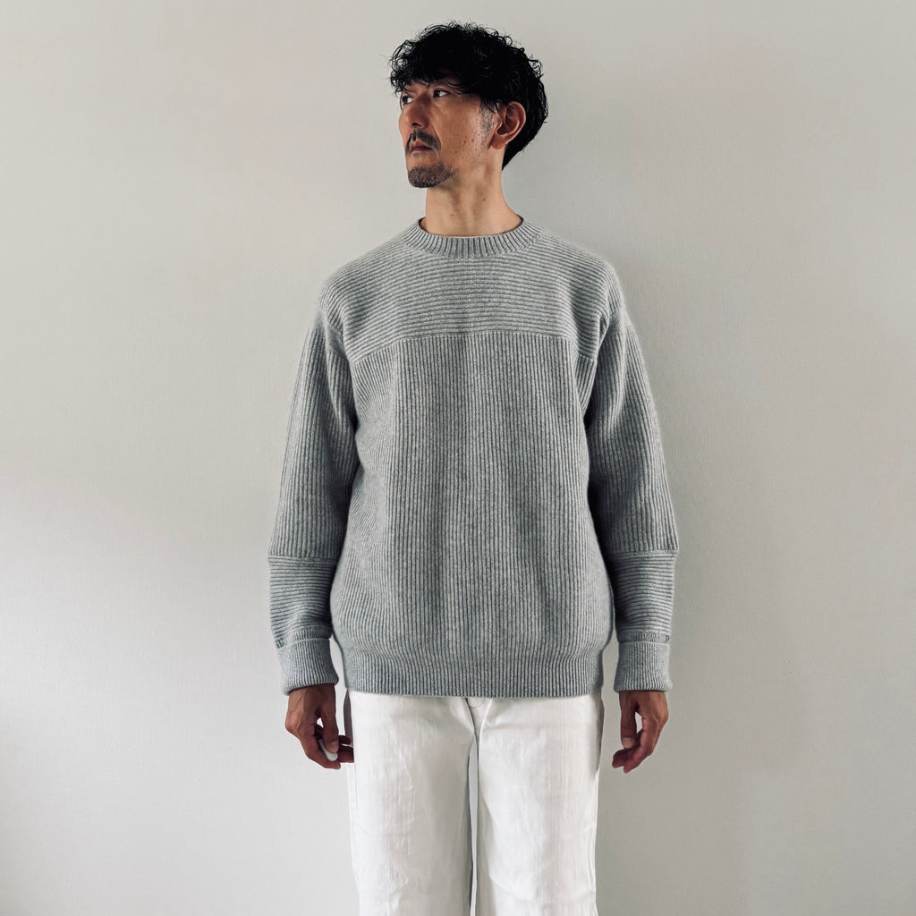 cleaveland <br> "The New World" <br> Cashmere Crewneck Pullover Long Sleeve L, Gray