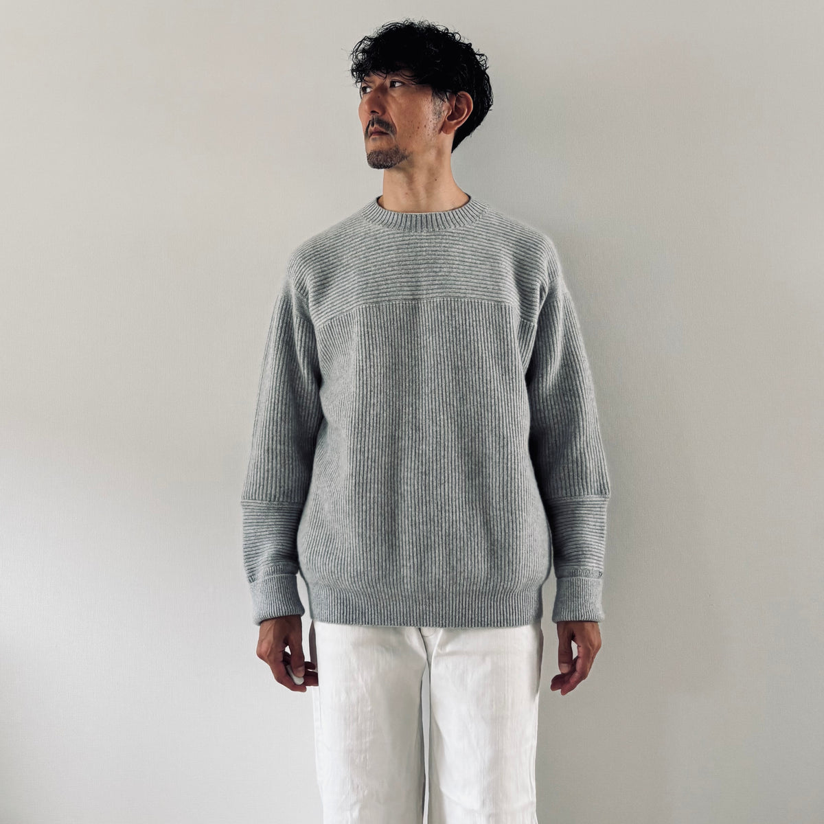 cleaveland <br> "The New World" <br> Cashmere Crewneck Pullover Long Sleeve L, Gray