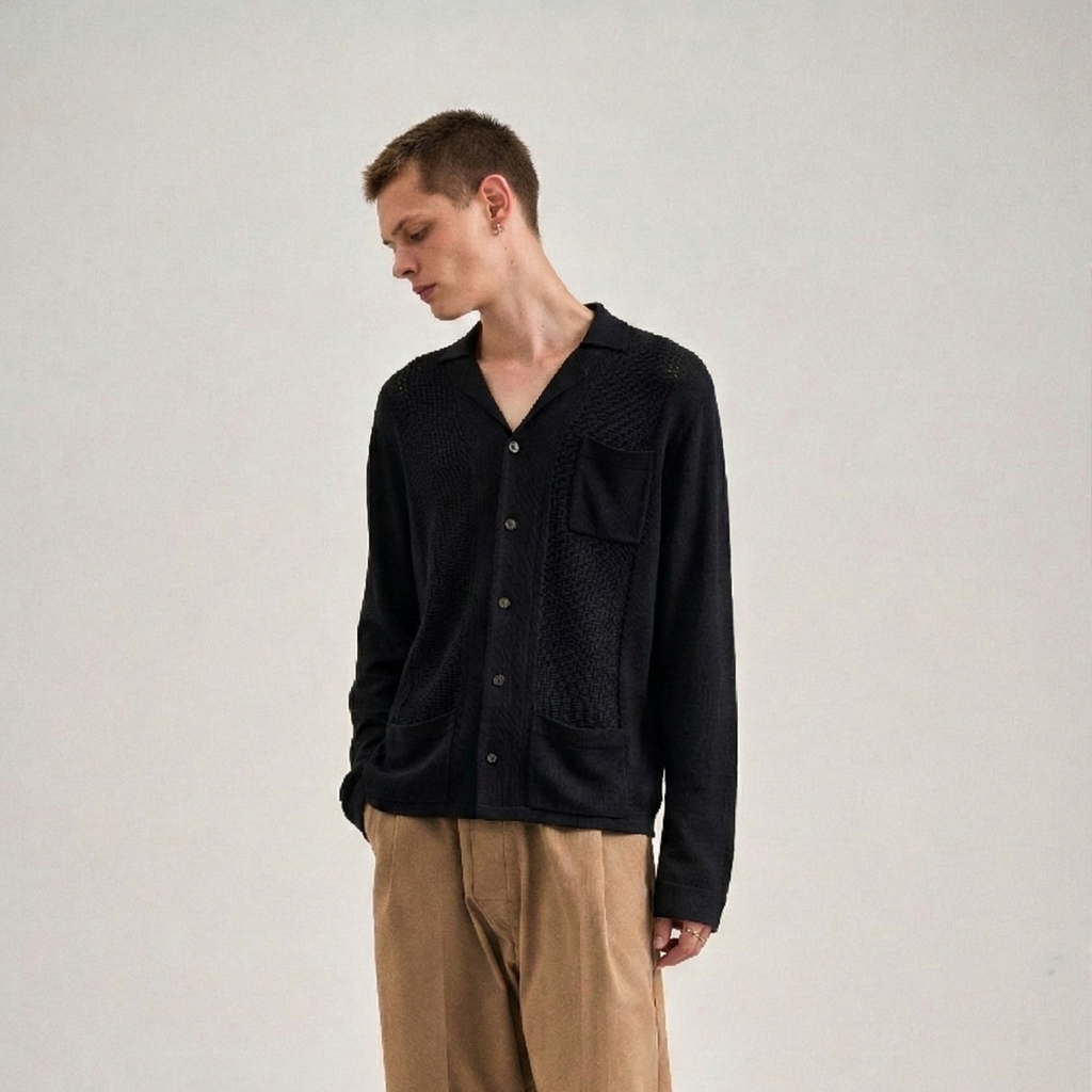 "The new world" <br> OC/cardigan long sleeve Black silk