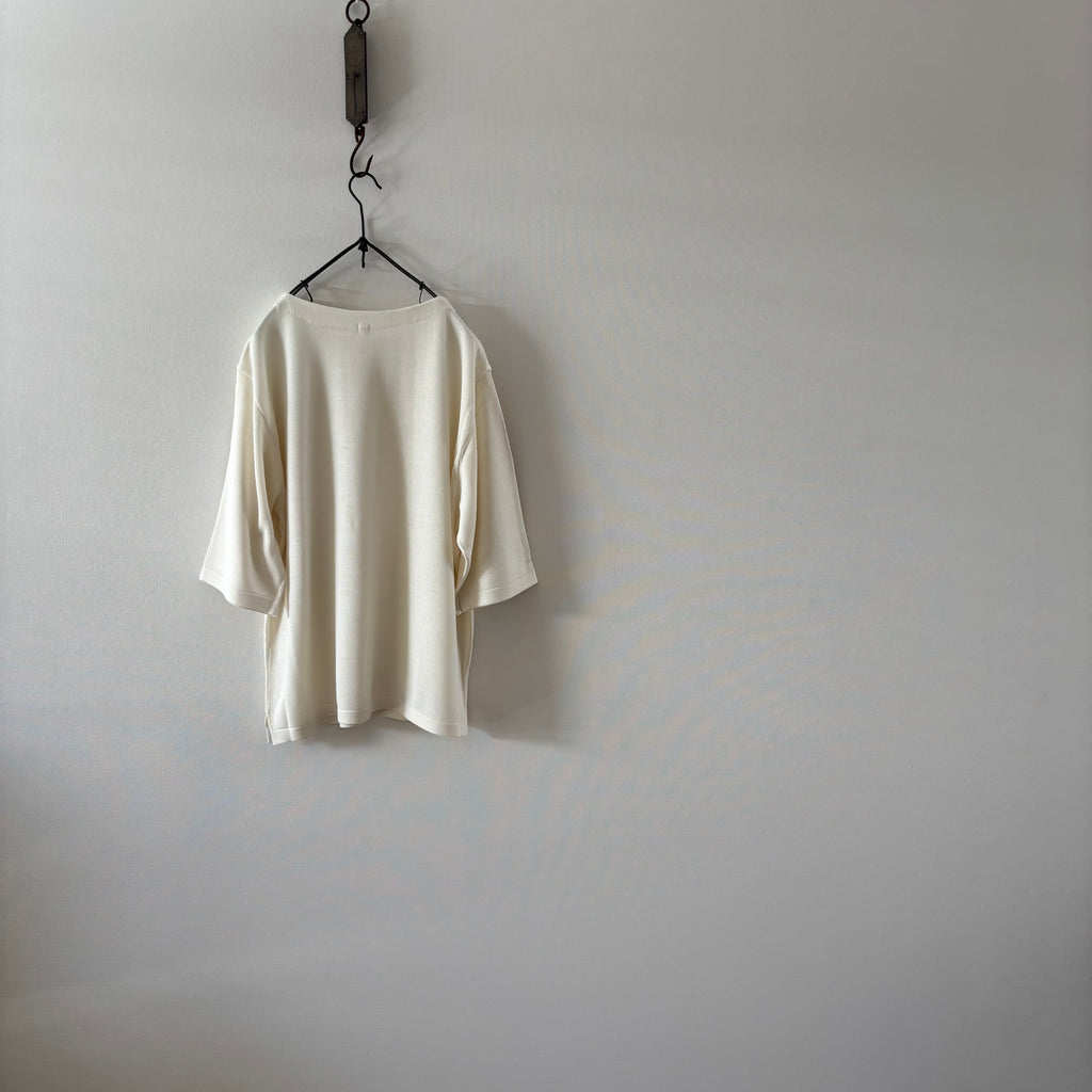 « Partout » <br> Pull C/demi-manches Soie blanche
