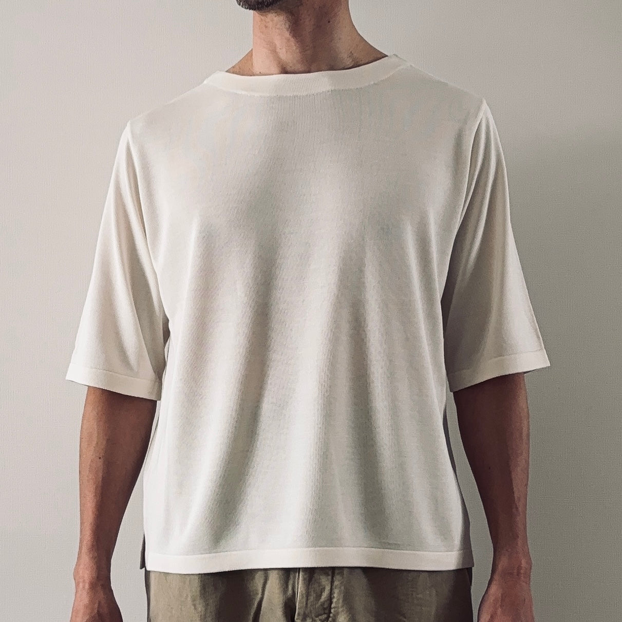 « Partout » <br> Pull C/demi-manches Soie blanche