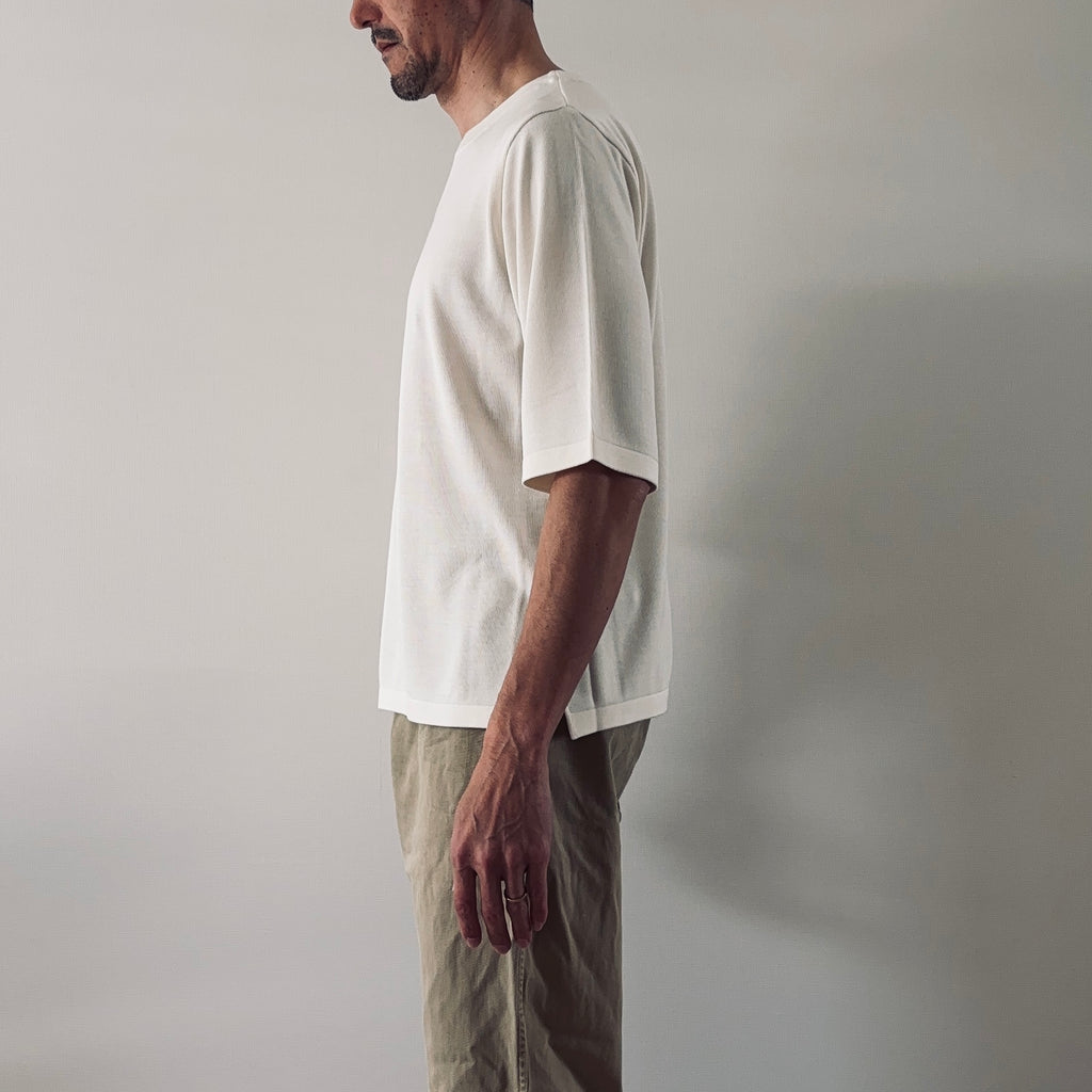 « Partout » <br> Pull C/demi-manches Soie blanche