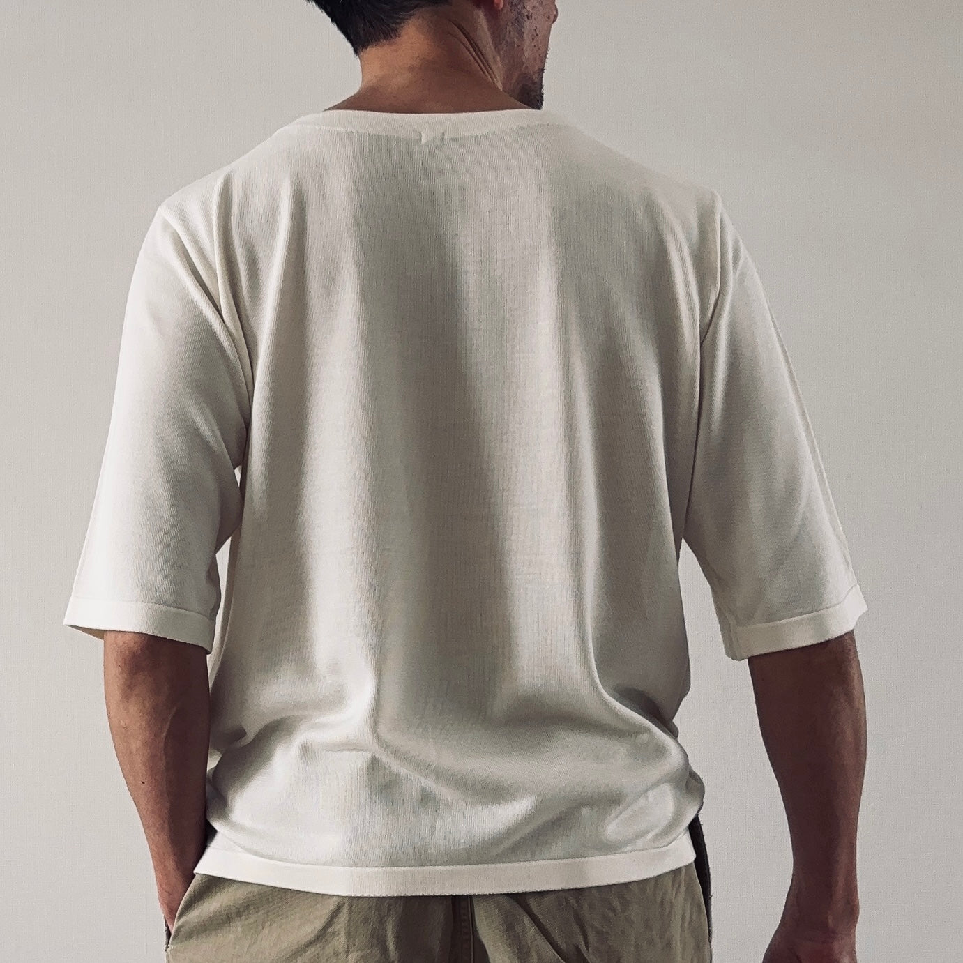 « Partout » <br> Pull C/demi-manches Soie blanche