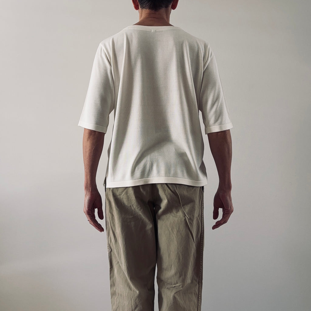 « Partout » <br> Pull C/demi-manches Soie blanche